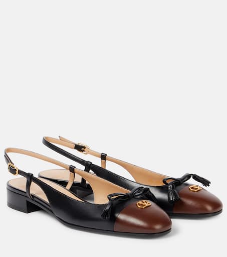 Valet Du Roi leather slingback flats in black - Valentino
