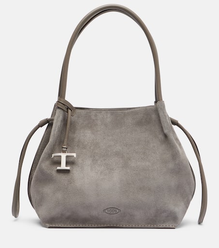 Buz Medium suede bucket bag in grey - Tods | Mytheresa