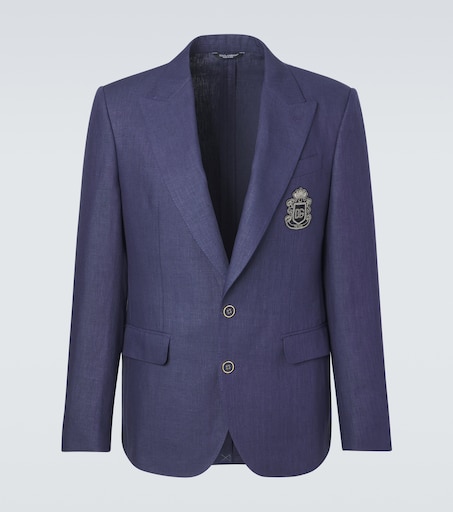Dolce & Gabbana Logo single-breasted linen blazer