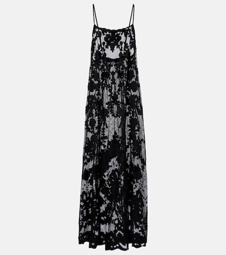 Embroidered sheer cotton maxi dress