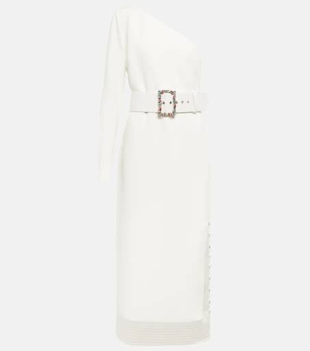 Asymmetrical crêpe midi dress in white - Safiyaa | Mytheresa