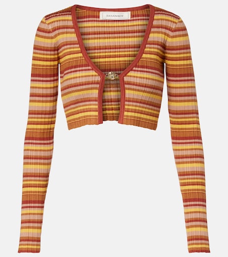 Ann ribbed-knit striped cropped cardigan