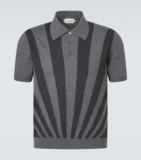 Versace Intarsia virgin wool polo sweater
