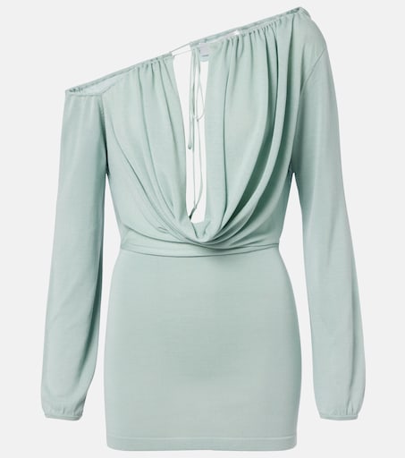 aya muse green mini dress Sola asymmetric draped minidress in blue - Beach dress