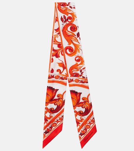 Majolica silk twill scarf in orange - Dolce Gabbana | Mytheresa