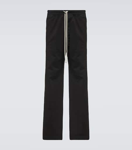 Pusher cotton canvas straight pants in black - Rick Owens