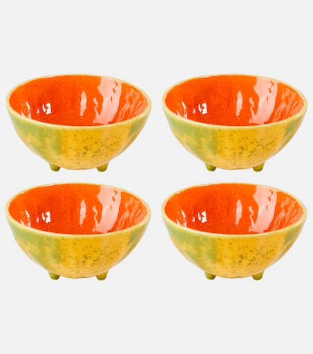 Tropical Fruits Papaya set of 4 earthenware bowls