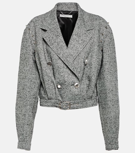 ジャケット・アウター herlipto Wool-Blend Cropped Tweed Blazer Grace Tweed Jacket