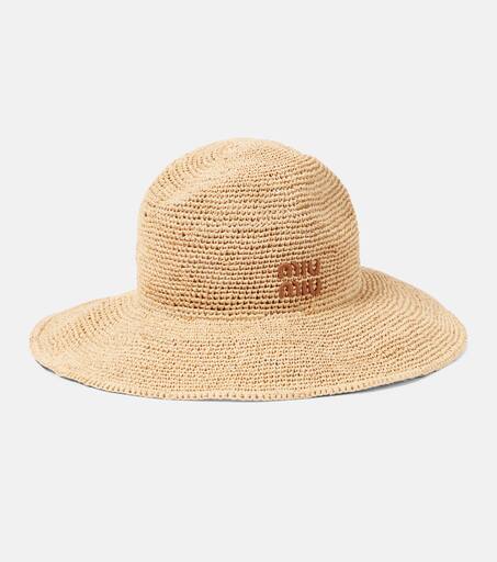 関税・送料込 MIU MIU Raffia & viscose ハット Miu Miu Raffia hat - Hats - Free Shipping - BeyondStyle