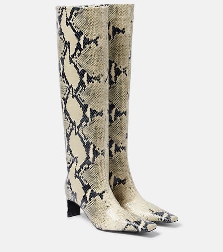 Ona 55 snake-effect leather knee-high boots in multicoloured