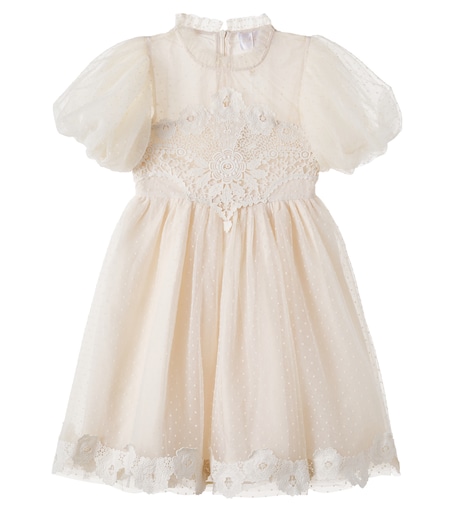 Lace-trimmed tulle dress in white - Petite Amalie | Mytheresa Lace-trimmed tulle dress in white - Petite Amalie | Mytheresa