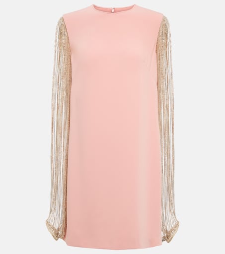 【Costarellos】 Valenciaクリスタル-embellishedクレープミニド Valencia crystal-embellished crêpe minidress in pink