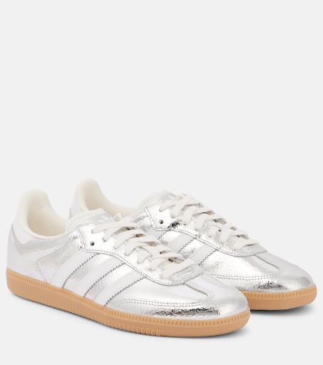 Samba OG metallic leather sneakers in silver - Adidas | Mytheresa