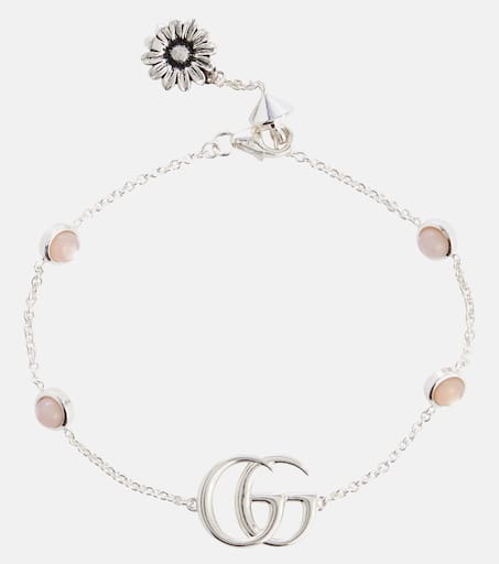 Double G sterling silver bracelet with mother of pearl in silver Gucci Mytheresa