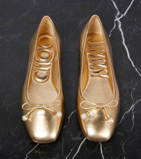 Shiny gold new arrivals flats