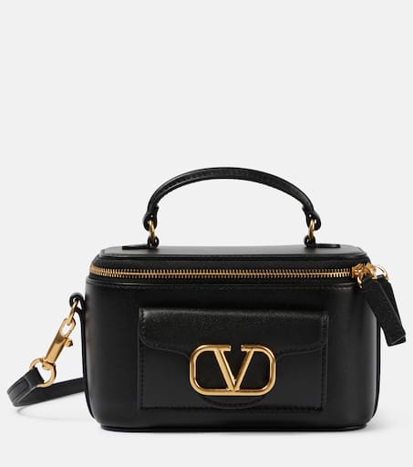 VLogo Loco Mini leather makeup bag in black Valentino Garavani Mytheresa