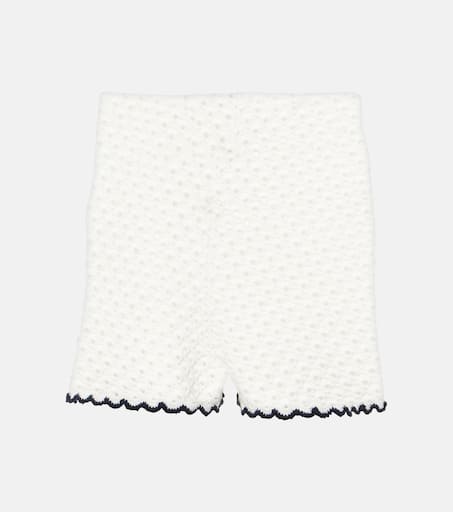 【Zimmermann】High-rise pointelle shorts Halliday pointelle scalloped high-rise shorts in white