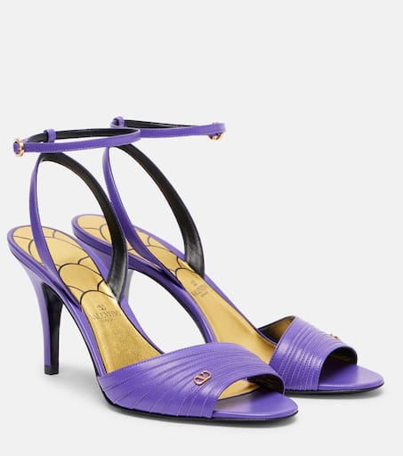 VALENTINO＞＞オープントゥ スティレット ミュール Valentino Garavani: Multicolor Ladycrush Satin Heeled