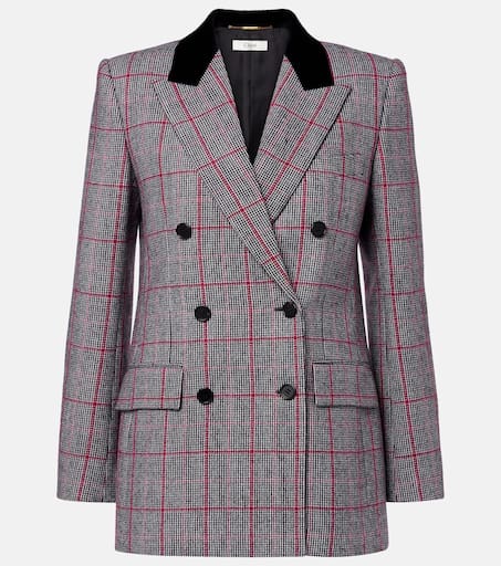 Checked double-breasted wool jacket in black - Chloe | Mytheresa