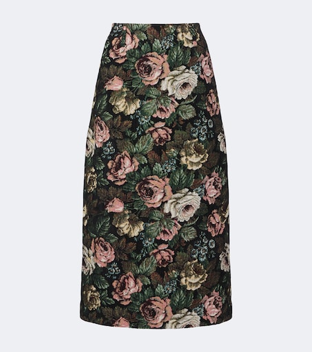 Floral jacquard midi skirt in multicoloured - Dries Van Noten