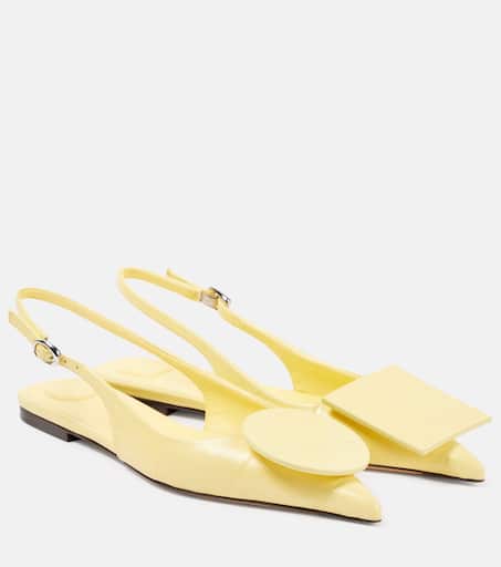 【関税&送料込み】Jacquemus Les Slingbacks Duelo Ballets Les Slingbacks Duelo leather ballet flats in yellow