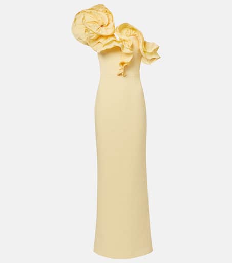 Lulu one-shoulder crêpe maxi dress in yellow - Rebecca