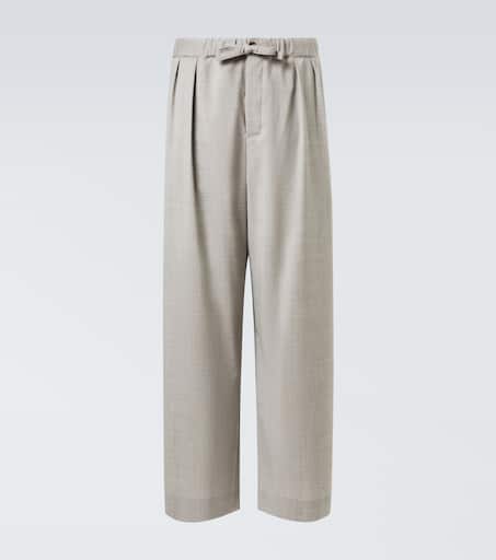 Wool cropped wide-leg pants in grey - Loewe | Mytheresa