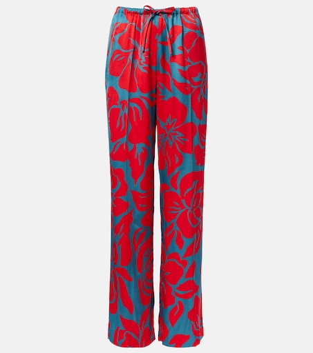 Floral palazzo pants in red - Dries Van Noten | Mytheresa