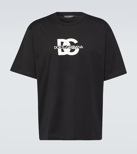 Logo cotton jersey T shirt in black Dolce Gabbana Mytheresa