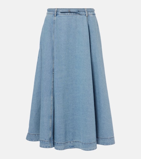 スカート CRUSH FLARED MIDI SKIRT Crush Denim Full flared midi skirt in blue - Zimmermann