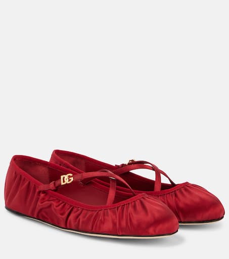 【送料&関税込】Dolce & Gabbana Satin Ballet Flats DG satin ballet flats in red - Dolce Gabbana | Mytheresa