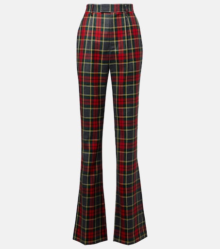 【ヴィヴィアンウエストウッド】ロングボトムス Ray checked virgin wool wide-leg pants in red - Vivienne Westwood