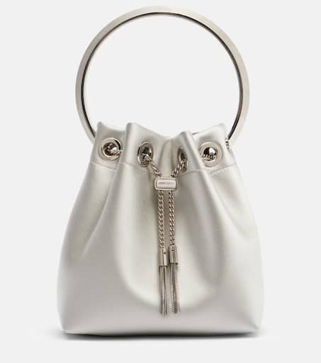 Bon Bon satin bucket bag in silver - Jimmy Choo | Mytheresa Bon Bon satin bucket bag in silver - Jimmy Choo | Mytheresa