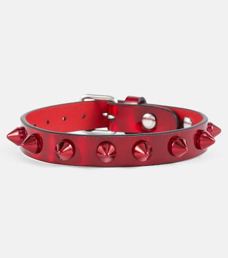 Loubilink embellished leather bracelet in red - Christian
