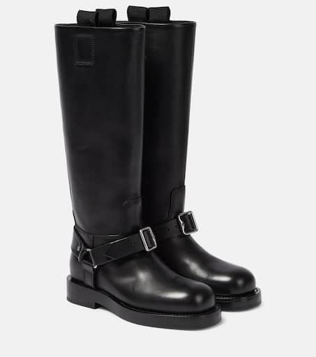 ミドルブーツ BURBERRY Women Boots 8077784BLACK Black Saddle leather knee-high boots in black - Burberry | Mytheresa