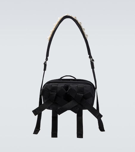 Classic Bow embellished shoulder bag in black - Simone Rocha