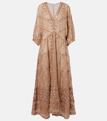white embroidered midi dress Virginia Suiting Embroidered Midi Dress / White | MESHKI main image 1