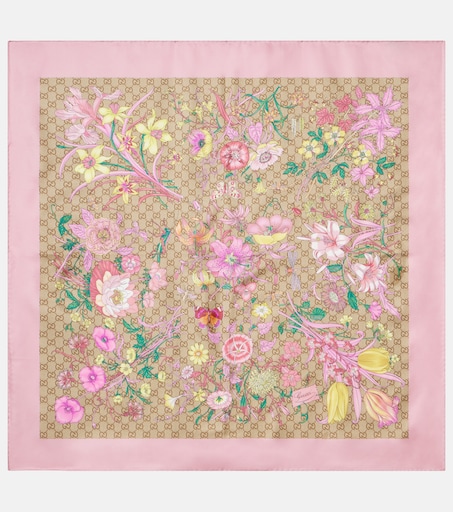 GG floral silk scarf in multicoloured - Gucci | Mytheresa