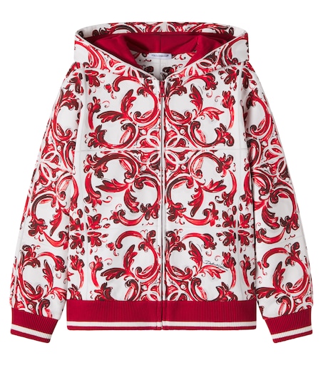 Majolica cotton zip-up hoodie in red - Dolce Gabbana Kids | Mytheresa