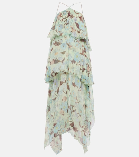 Robe Vintage Stella McCartney Années 2000 - Imprimé Abstrait Noir Et Bleu - Manches Longues - Taille M - Occasion Très Bon état