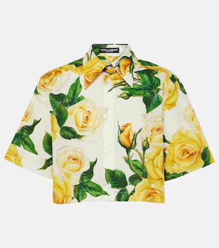Tシャツ・カットソー Dolce & Gabbana FW25 Floral crop shirt (F5T66THS5TQ HA5PB) Dolce & Gabbana Floral Print Cotton Crop Shirt