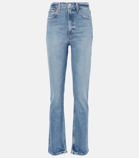 90s' mid-rise cropped straight jeans in blue - Agolde