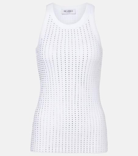 Embellished cotton jersey tank top in white - The Attico
