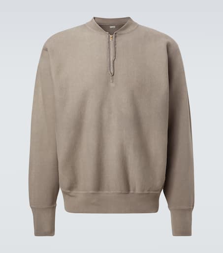 Vintage cotton jersey half-zip sweatshirt in beige - A Presse