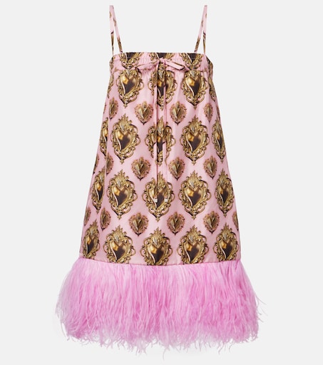 dolce and gabbana pink feather dress Dolce & Gabbana Feather-Embellished Lace Dress In Pink - 40% Off