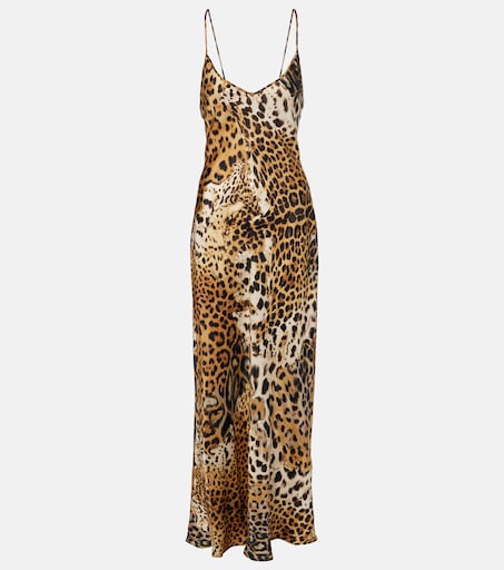 roberto cavalli slip dress S/S 2003 Lace Up Chinoiserie Print Silk Midi A meeting of elegance and refinement Roberto Cavalli 2000s Multicolor Tiger