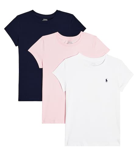 売れ筋商品|||ラルフローレン Tシャツ レディース トップス COTTON JERSEY T-SHIRT - Print T-shirt - hint of pink ralph-lauren-girls-pink-cotton