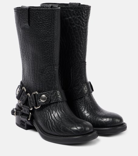 【関税&送料込】Miu Miu Black Leather Ankle Boots Miu Miu Vintage-Look Leather Ankle Boots | Black | FARFETCH
