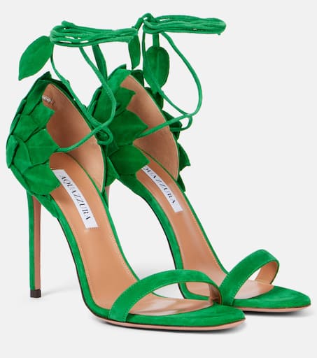 シューズ・サンダルその他 Aquazzura Sandals Green AQUAZZURA Fiesta 35 pompom-embellished raffia sandals | NET