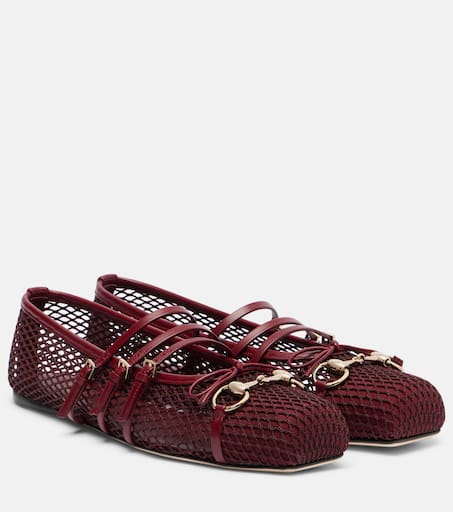 フラットシューズ GUCCI Ballet flats Horsebit Women's Gucci Horsebit ballet flat in Rosso Ancora leather